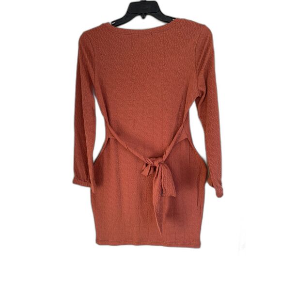 Dressystar Textured Long Sleeve Mini Dress - Rust/Terracotta - Size XL - Picture 3 of 5